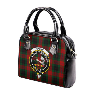 Skene of Cromar Black Tartan Shoulder Handbags with Family Crest