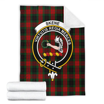 Skene of Cromar Black Tartan Blanket with Family Crest