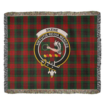 Skene of Cromar Black Tartan Woven Blanket with Family Crest