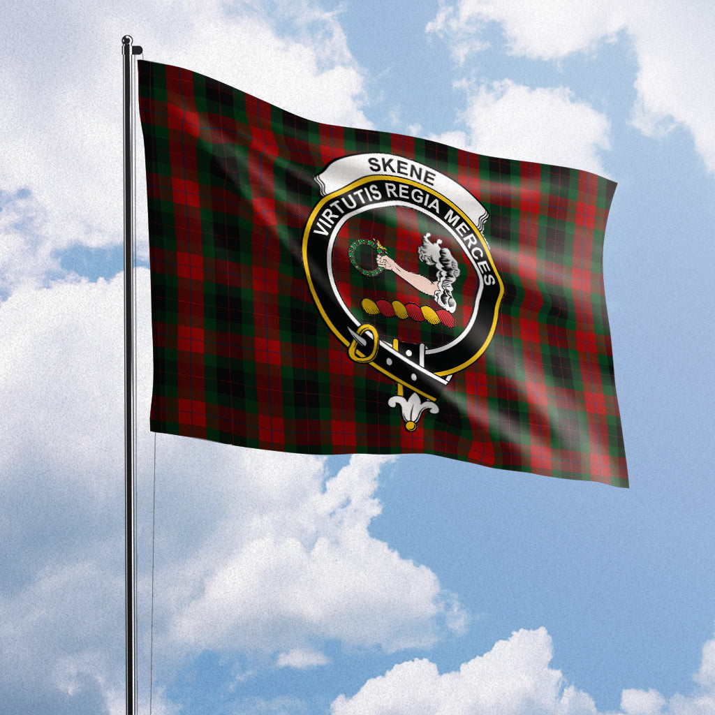 skene-of-cromar-black-tartan-flag-with-family-crest