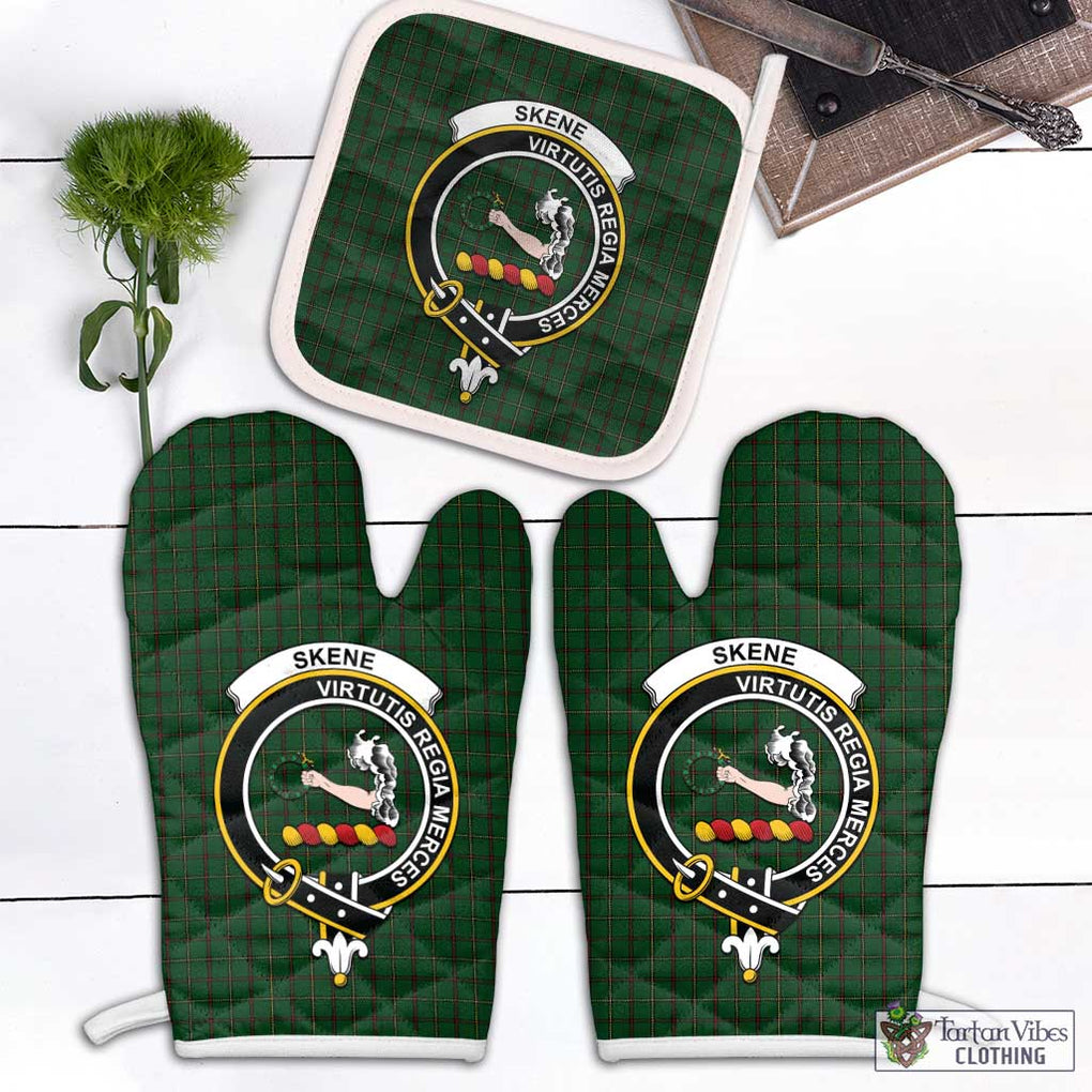 Skene or Tribe of Mar Tartan Combo Oven Mitt & Pot-Holder with Family Crest Combo 1 Oven Mitt & 1 Pot-Holder White - Tartan Vibes Clothing