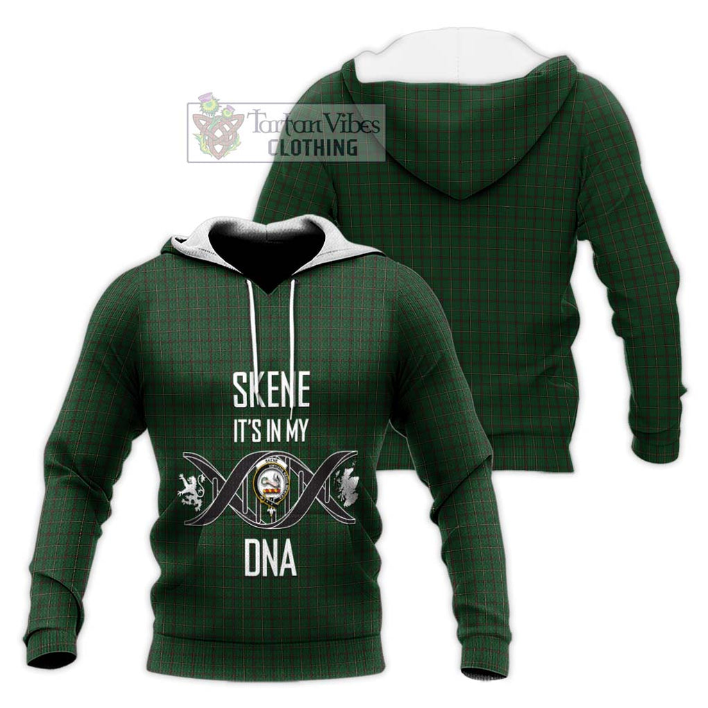 Skene or Tribe of Mar Tartan Knitted Hoodie with Family Crest DNA In Me Style Unisex Knitted Pullover Hoodie - Tartanvibesclothing Shop