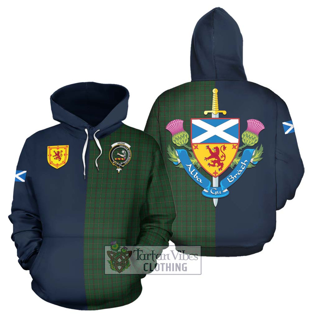 Tartan Vibes Clothing Skene or Tribe of Mar Tartan Hoodie with Scottish Lion Royal Arm Half Style