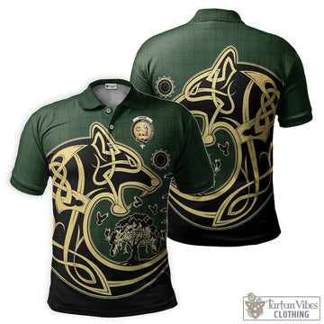 Skene or Tribe of Mar Tartan Polo Shirt with Family Crest Celtic Wolf Style