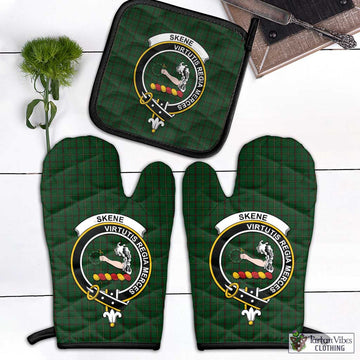 Skene or Tribe of Mar Tartan Combo Oven Mitt & Pot-Holder with Family Crest Combo 1 Oven Mitt & 1 Pot-Holder Black - Tartan Vibes Clothing