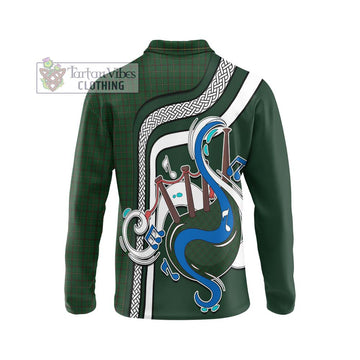 Skene or Tribe of Mar Tartan Long Sleeve Polo Shirt with Epic Bagpipe Style