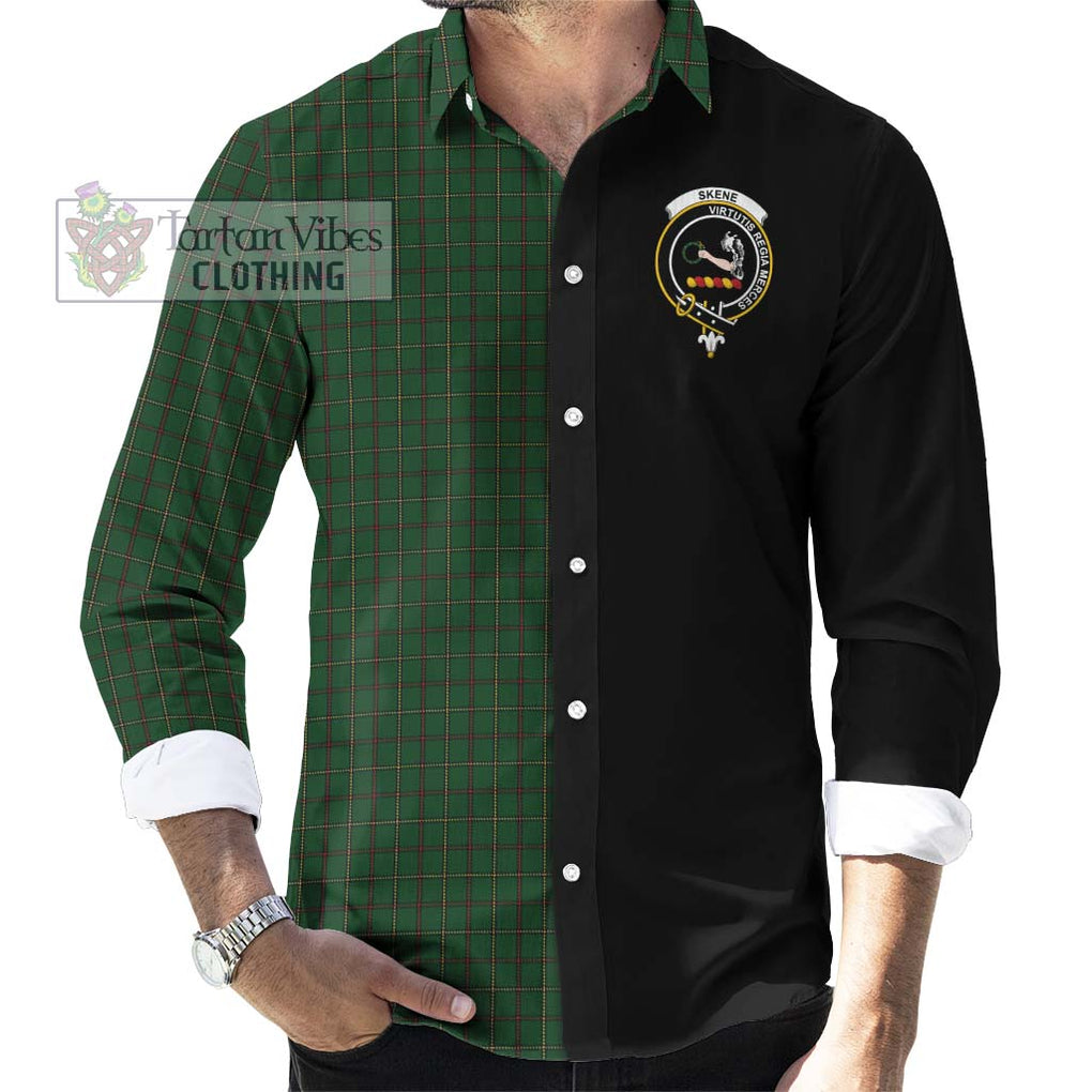 Skene or Tribe of Mar Tartan Long Sleeve Button Shirt with Family Crest and Half Of Me Style - Tartanvibesclothing Shop