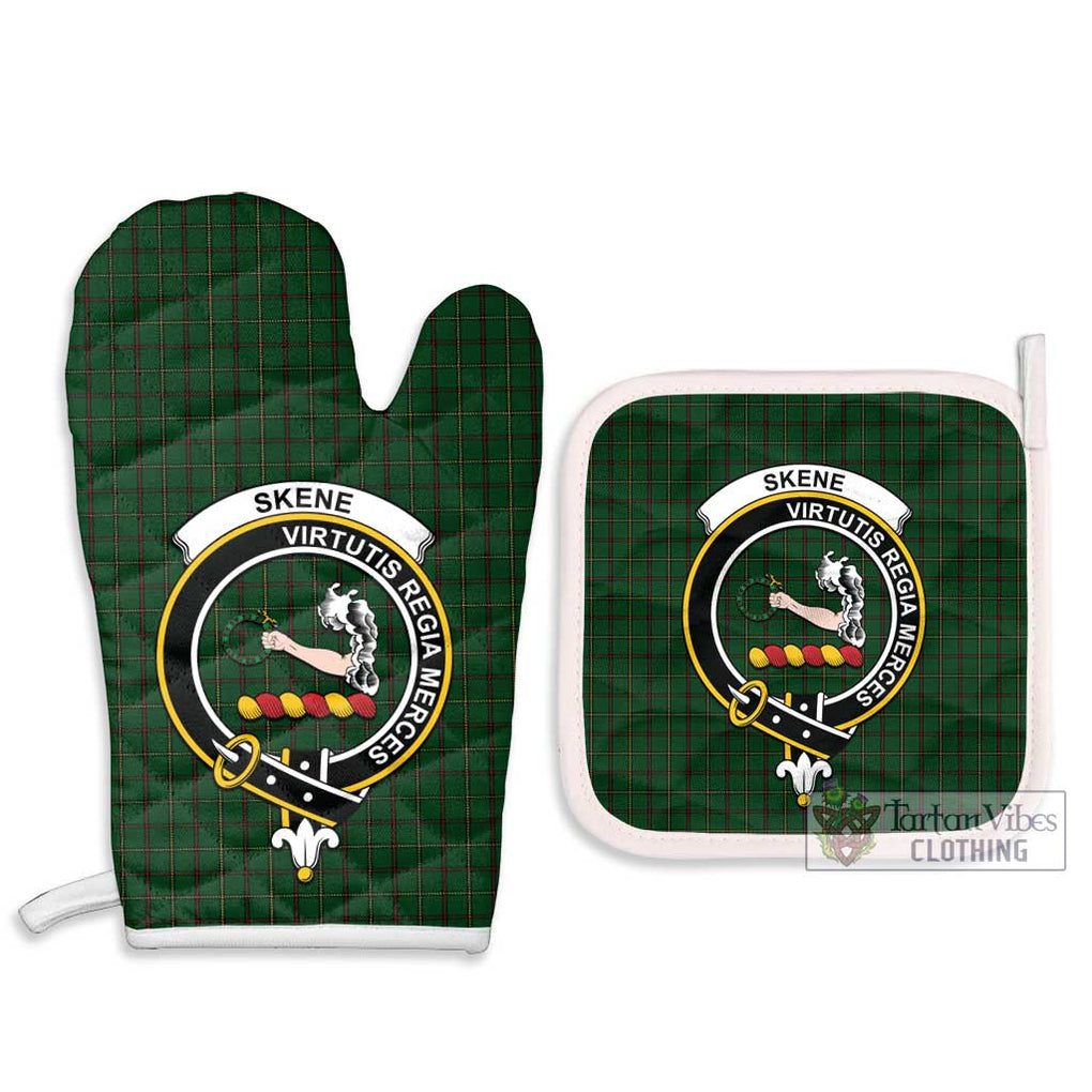 Skene or Tribe of Mar Tartan Combo Oven Mitt & Pot-Holder with Family Crest Combo 1 Oven Mitt & 2 Pot-Holder White - Tartan Vibes Clothing