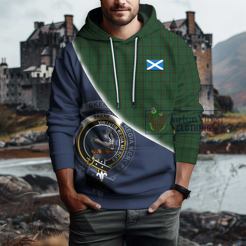 Skene or Tribe of Mar Tartan Hoodie with Personalised National Flag and Family Crest Half Style - Tartanvibesclothing Shop