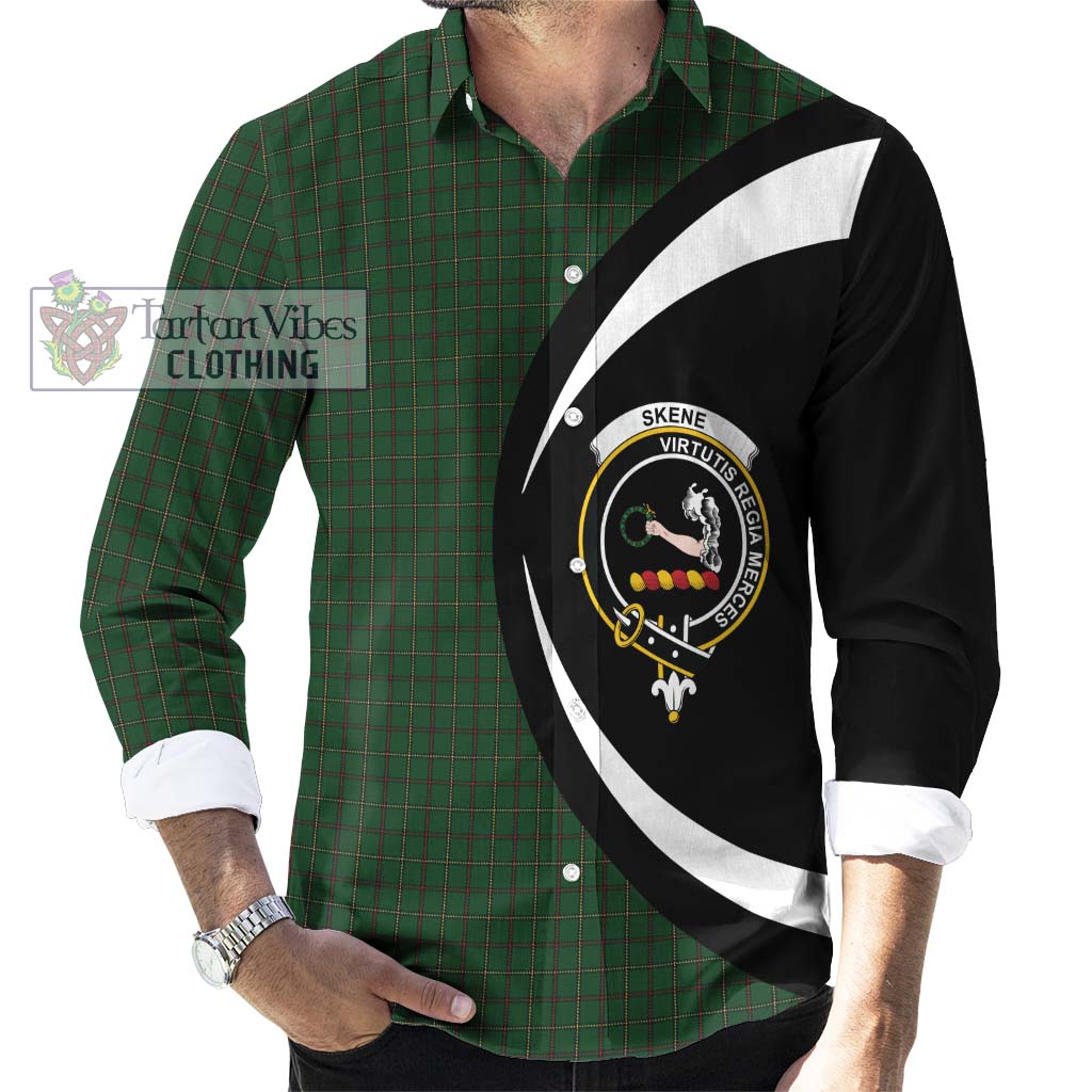Skene or Tribe of Mar Tartan Long Sleeve Button Up with Family Crest Circle Style - Tartan Vibes Clothing