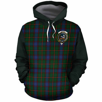 Skene Tartan Accent Cotton Hoodie with Family Crest