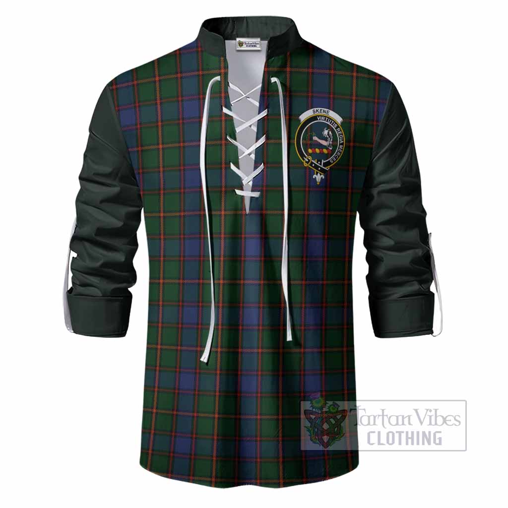 Skene Tartan Accent Ghillie Shirt with Family Crest