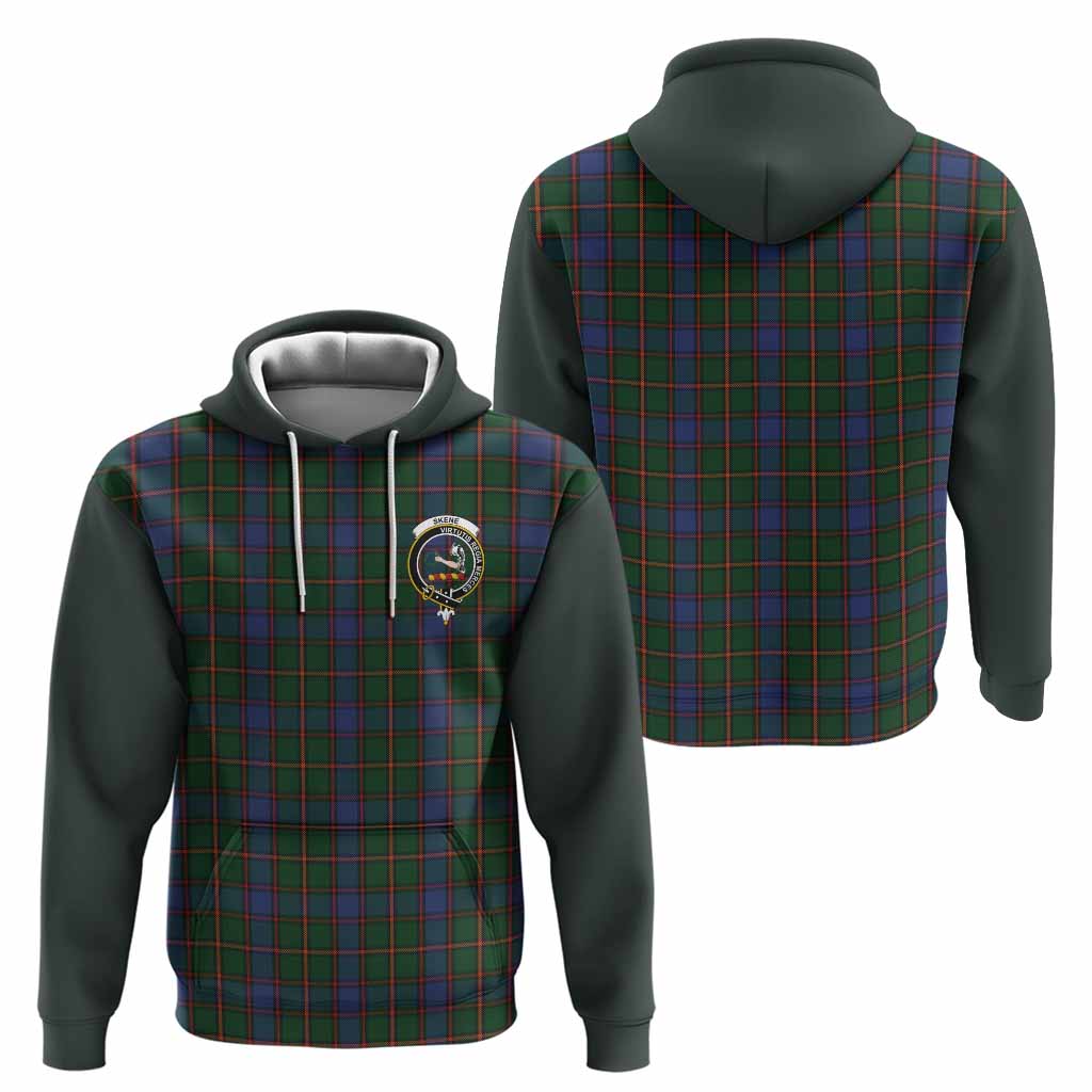Skene Tartan Accent Hoodie with Family Crest