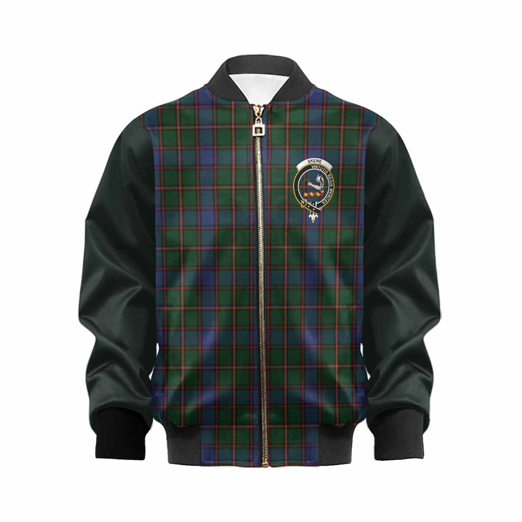 Skene Tartan Accent Kid Bomber Jacket with Family Crest