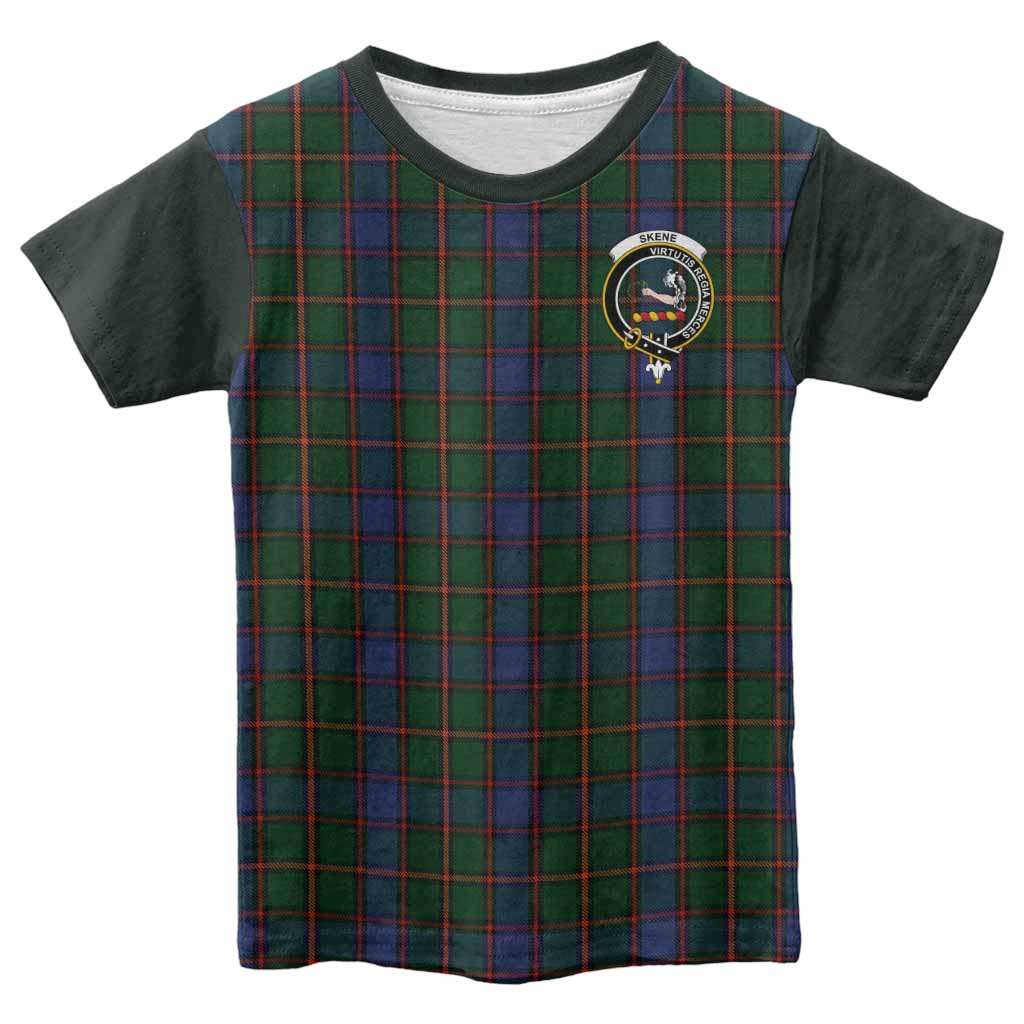 Skene Tartan Accent Kid T-shirt with Family Crest