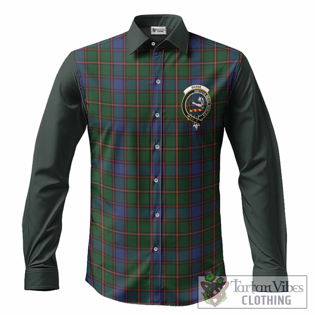 Skene Tartan Accent Long Sleeve Button Shirts with Family Crest