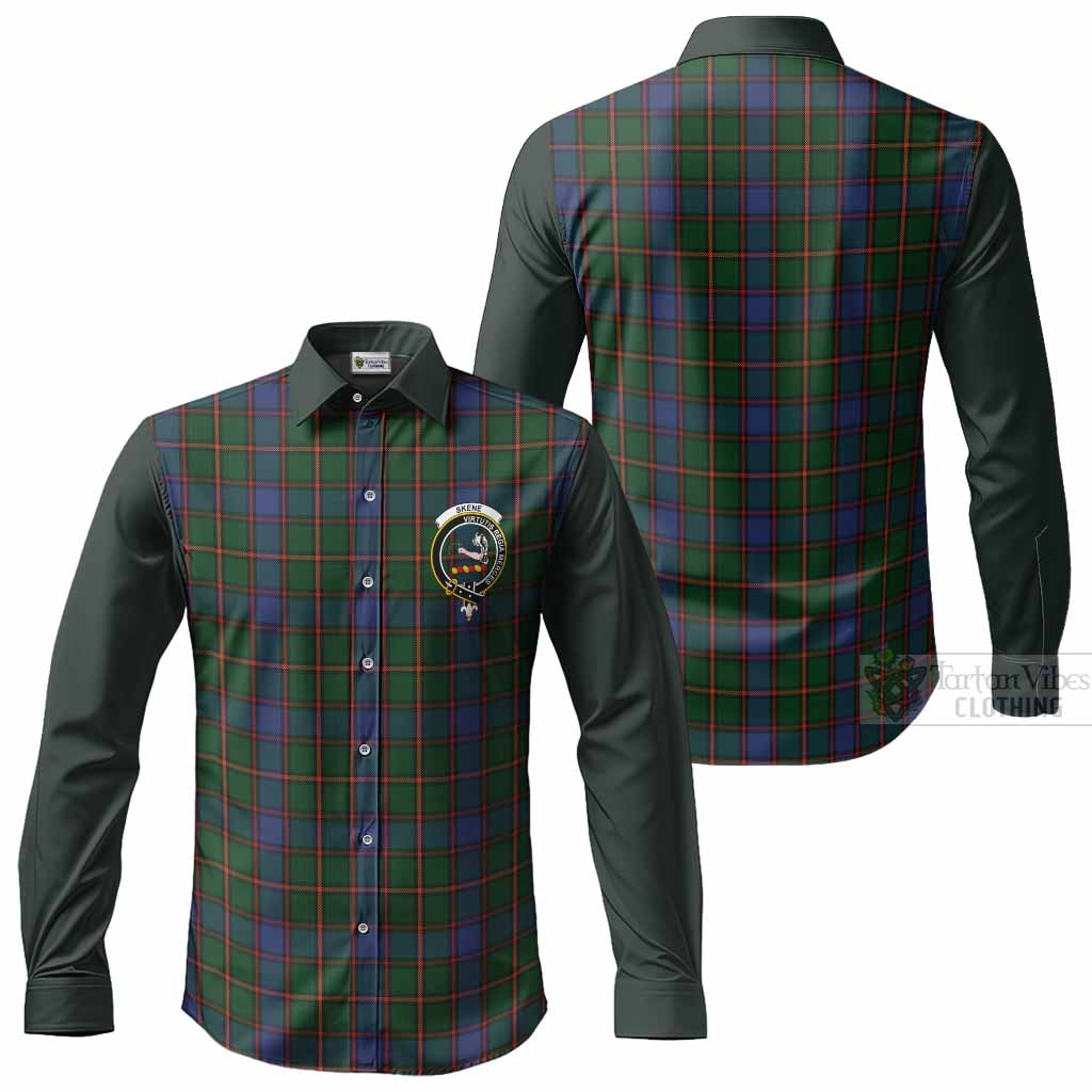 Skene Tartan Accent Long Sleeve Button Shirts with Family Crest