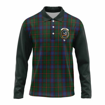 Skene Tartan Accent Long Sleeve Polo Shirt with Family Crest