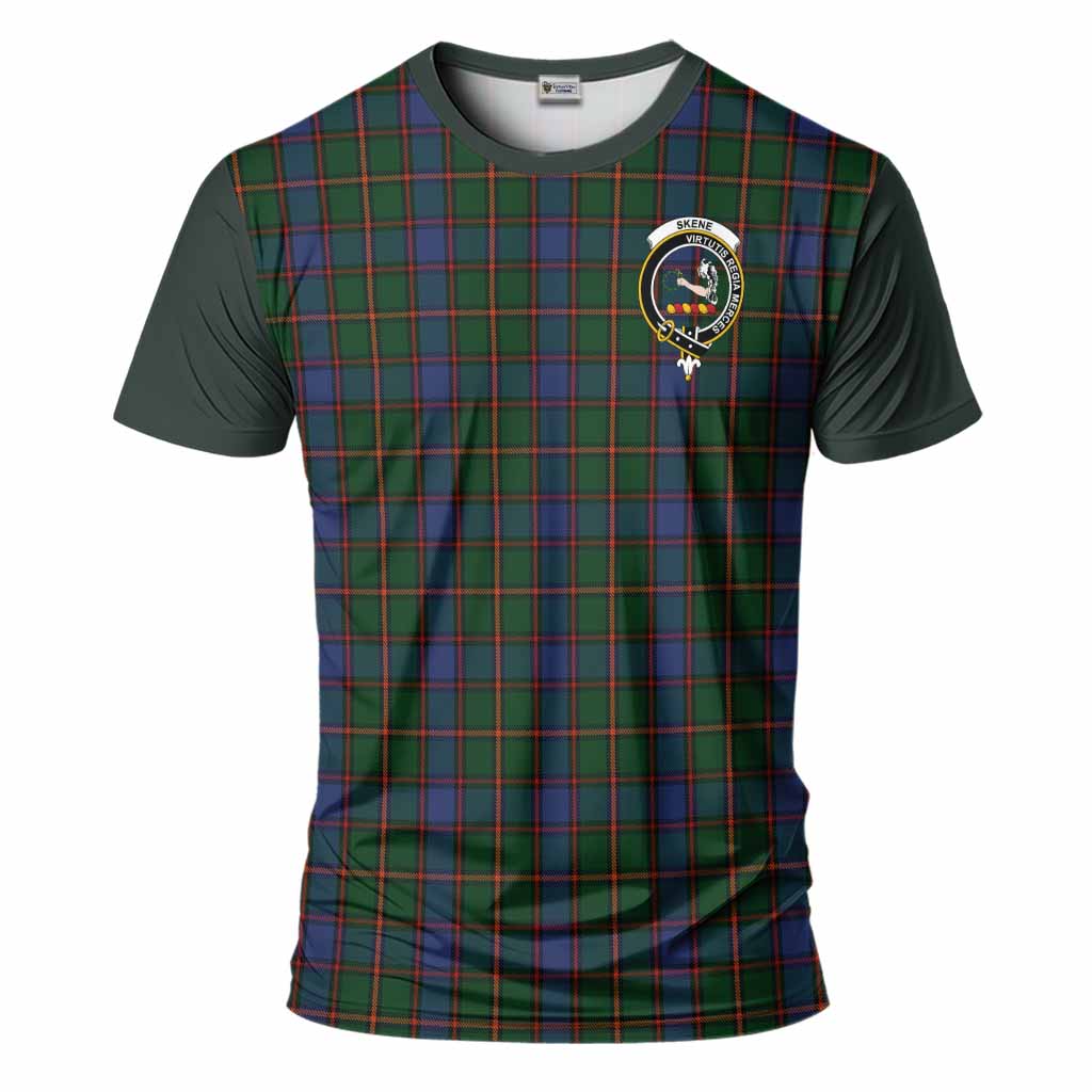 Skene Tartan Accent T-Shirt with Family Crest