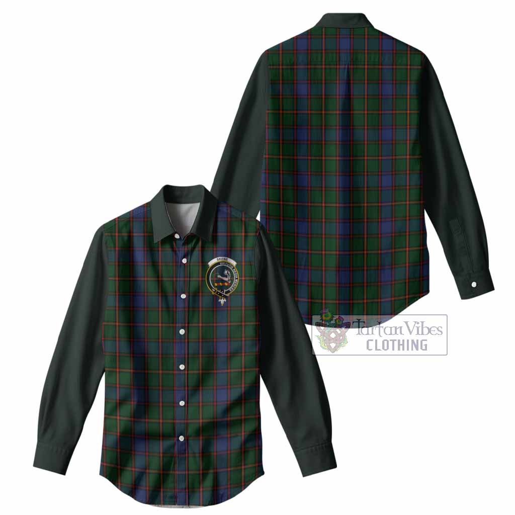 Skene Tartan Accent Women Casual Shirt with Family Crest
