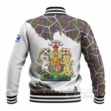 Skene Tartan Baseball Jacket with Family Crest and Lion Rampant Grunge Style