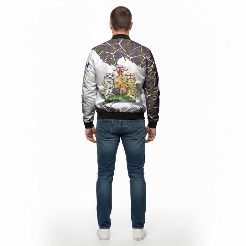 Skene Tartan Bomber Jacket with Family Crest and Lion Rampant Grunge Style