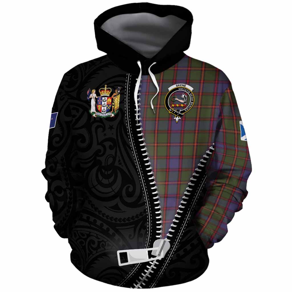 Skene Tartan Cotton Hoodie New Zealand Pattern Unique Zipper Stylized