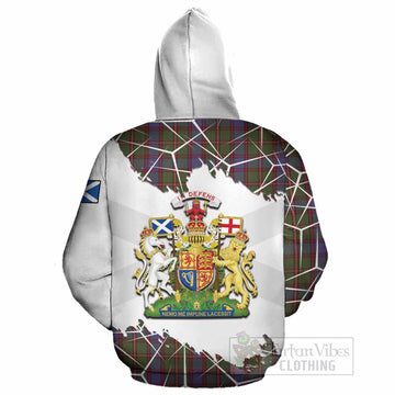 Skene Tartan Cotton Hoodie with Family Crest and Lion Rampant Grunge Style