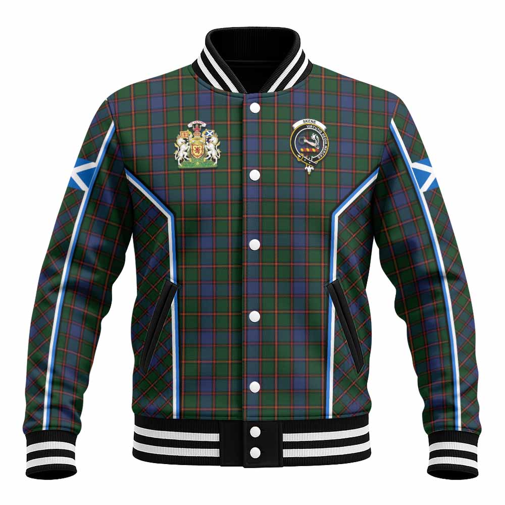 Skene Tartan Crest Baseball Jacket Scotland Coat of Arm Flag Style - Tartan Vibes Clothing