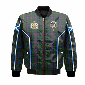 Skene Tartan Crest Bomber Jacket Scotland Coat of Arm Flag Style