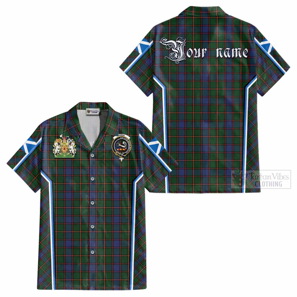 Skene Tartan Crest Cotton Hawaiian Shirt Scotland Coat of Arm Flag Style - Tartan Vibes Clothing