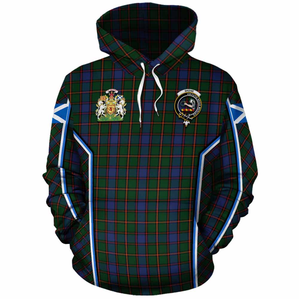 Skene Tartan Crest Cotton Hoodie Scotland Coat of Arm Flag Style - Tartan Vibes Clothing