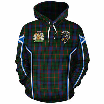 Skene Tartan Crest Cotton Hoodie Scotland Coat of Arm Flag Style