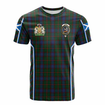 Skene Tartan Crest Cotton T-shirt Scotland Coat of Arm Flag Style - Tartan Vibes Clothing