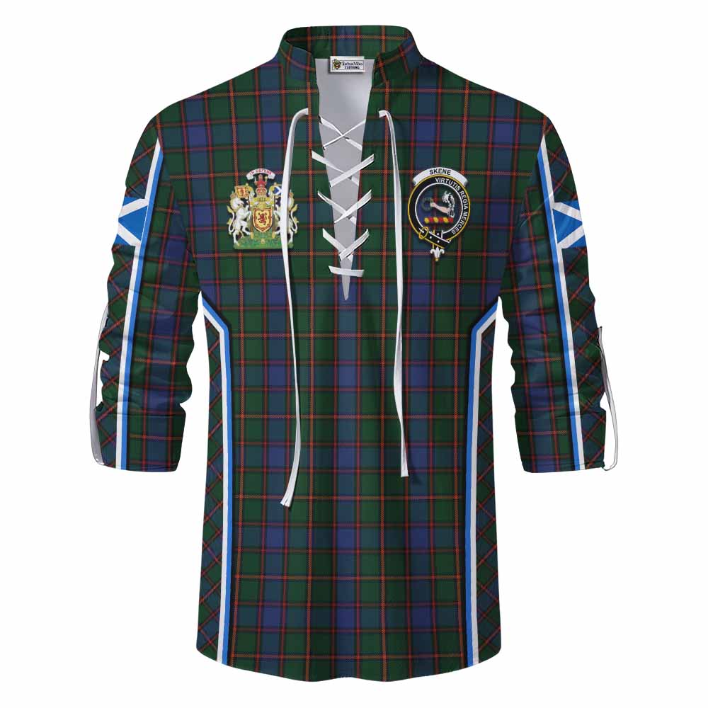 Skene Tartan Crest Ghillie Kilt Shirt Scotland Coat of Arm Flag Style - Tartan Vibes Clothing