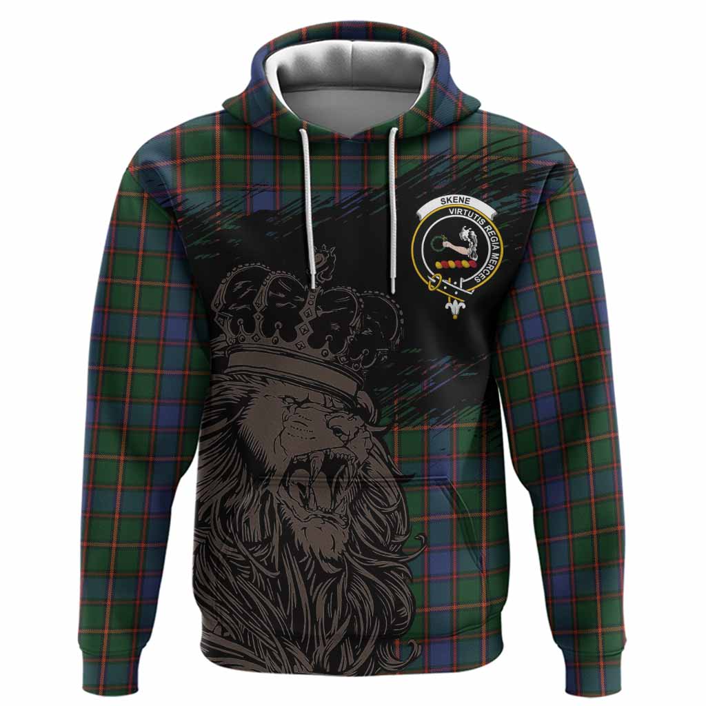 Skene Tartan Crest Hoodie Crowned Lion Heritage Style