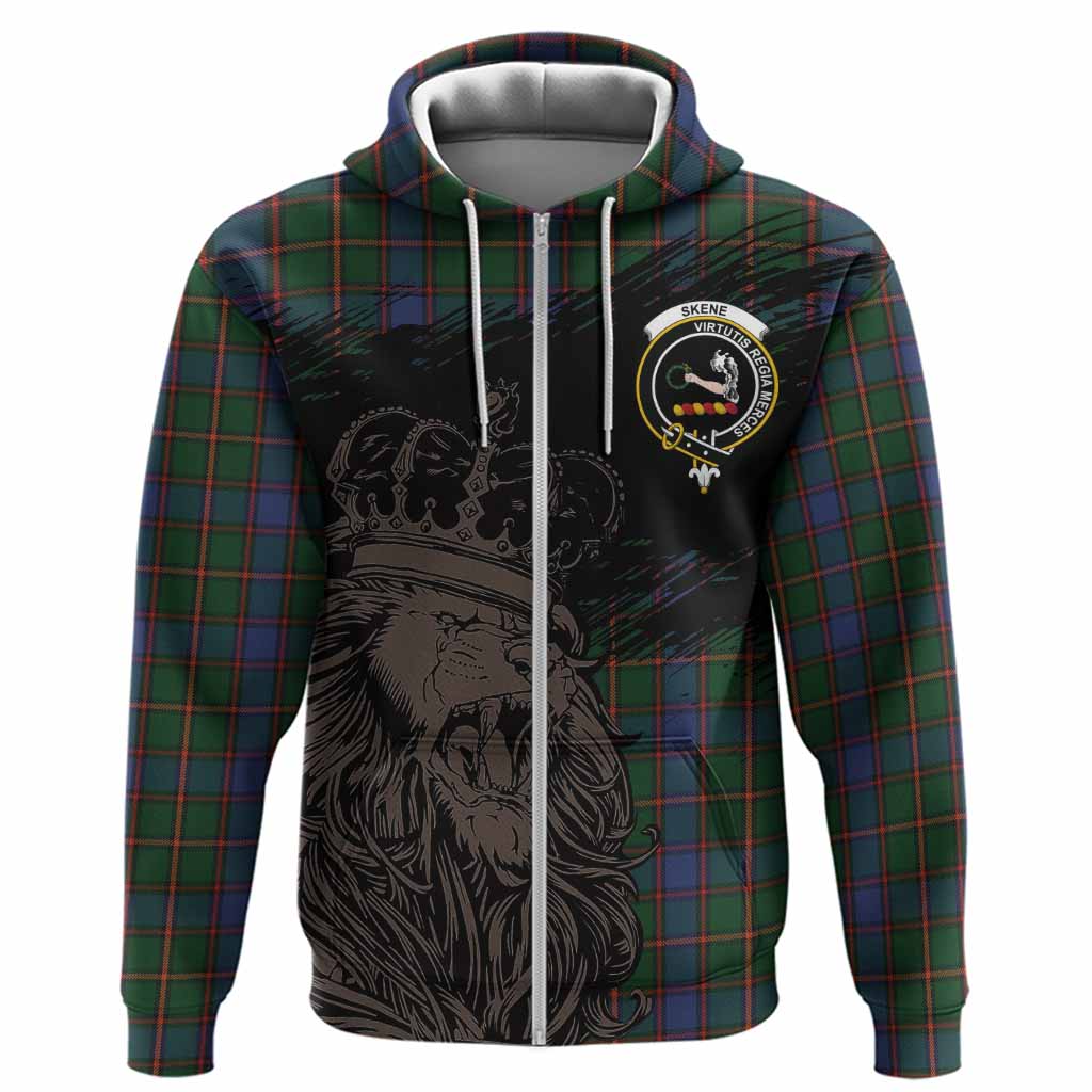 Skene Tartan Crest Hoodie Crowned Lion Heritage Style