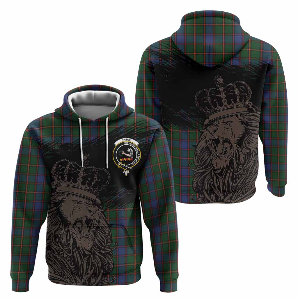Skene Tartan Crest Hoodie Crowned Lion Heritage Style