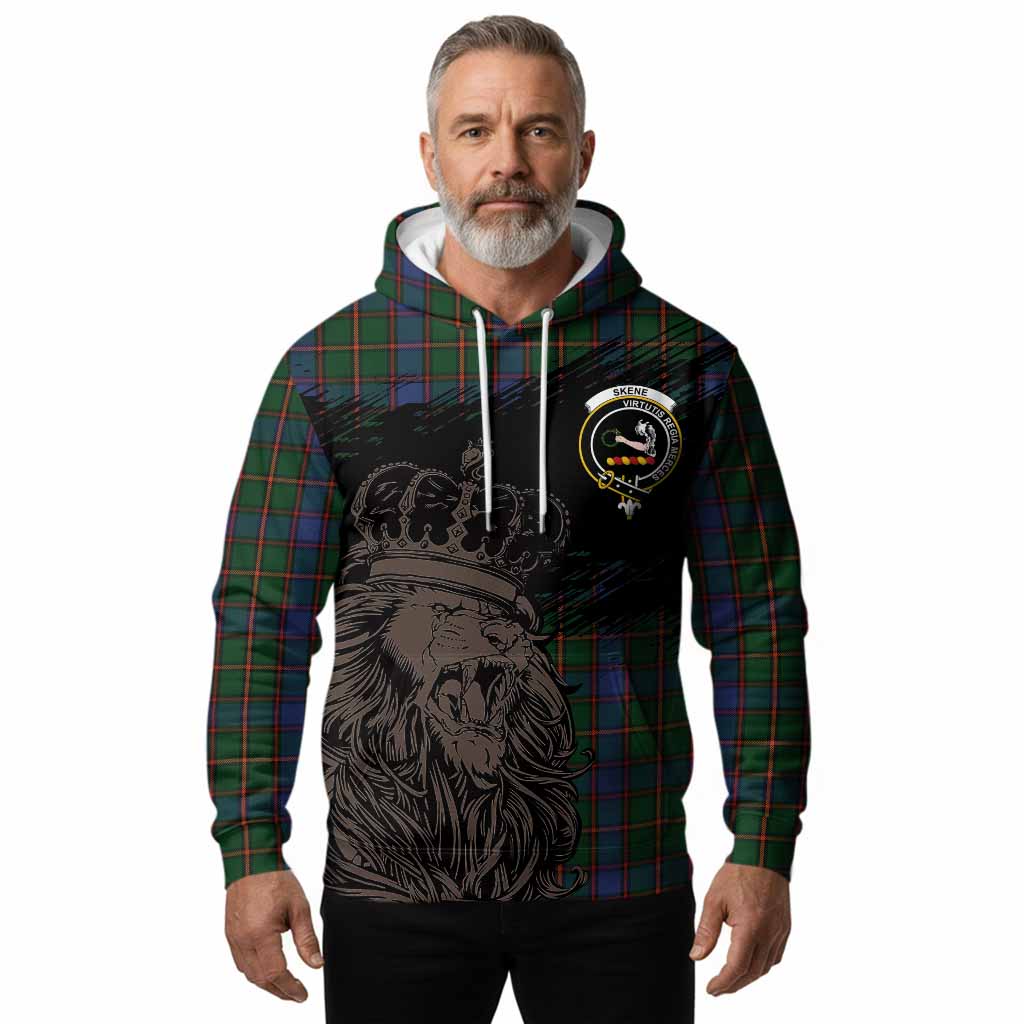 Skene Tartan Crest Hoodie Crowned Lion Heritage Style