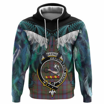 Skene Tartan Crest Hoodie New Zealand Maori Korowai Cloak
