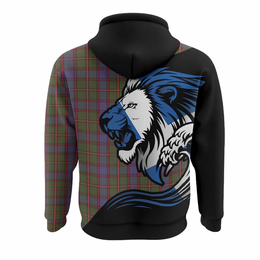 Skene Tartan Crest Hoodie Scottish Golden Lions Wave Flow