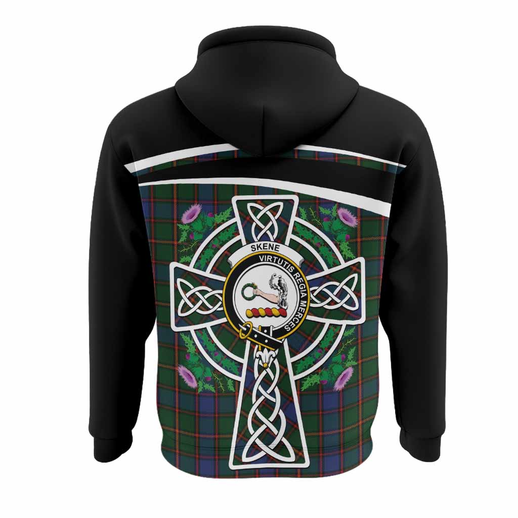 Skene Tartan Crest Hoodie Scottish Thistle Celtic Cross Alba Gu Brath