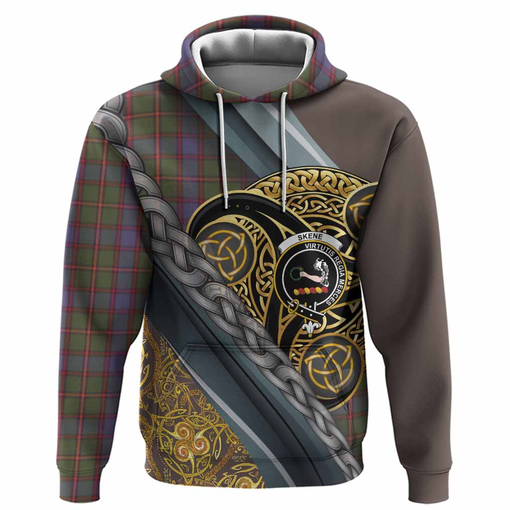 Skene Tartan Crest Hoodie Scottish Triskele Celtic
