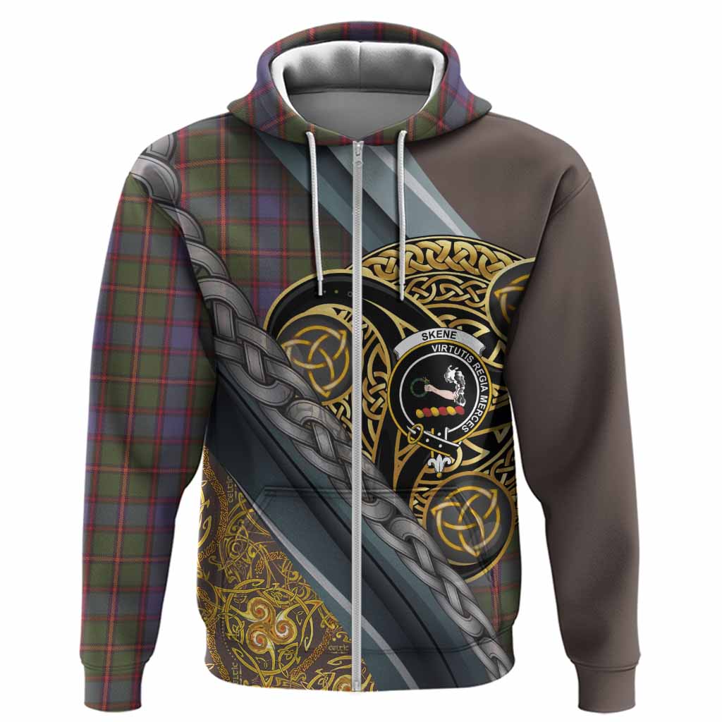 Skene Tartan Crest Hoodie Scottish Triskele Celtic