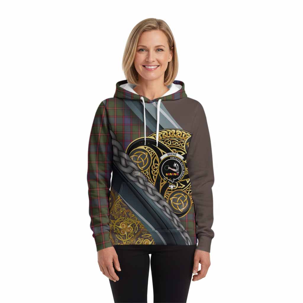 Skene Tartan Crest Hoodie Scottish Triskele Celtic