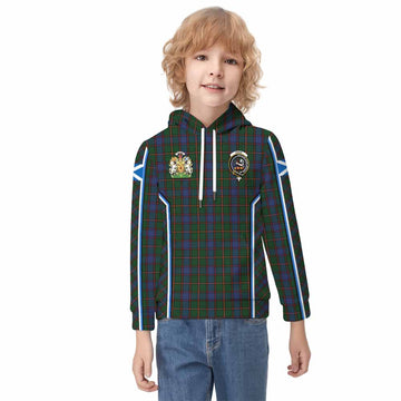 Skene Tartan Crest Kid Hoodie Scotland Coat of Arm Flag Style - Tartan Vibes Clothing