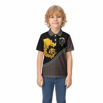 Skene Tartan Crest Kid Polo Shirt Legendary Dragon Knot Half Style