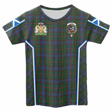 Skene Tartan Crest Kid T-shirt Scotland Coat of Arm Flag Style - Tartan Vibes Clothing
