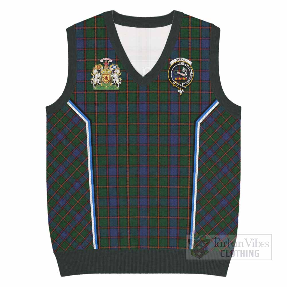 Skene Tartan Crest Knitted V-Neck Vest Scotland Coat of Arm Flag Style - Tartan Vibes Clothing