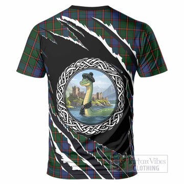 Skene Tartan Crest Loch Ness Monster T-Shirt Celtic Knot Nessie Art